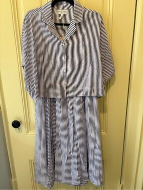 Apiece Apart Blue and White Striped Two-Piece Set